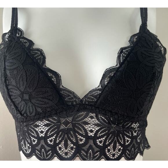 YOUMITA S black lace short bralette lounge sleep pajama set NWT B110 - Picture 3 of 3